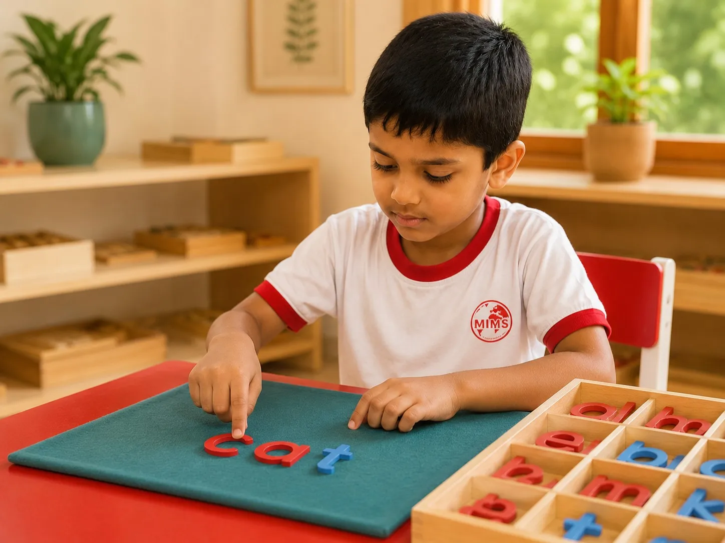 A child working on early language at MIMS.